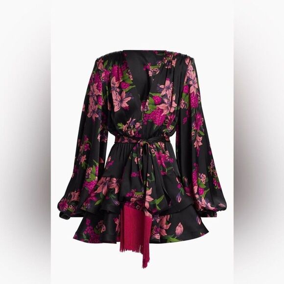 NEW Bronx and Banco Bedouin Lily Minidress Floral Black and Pink, size S - Picture 3 of 12